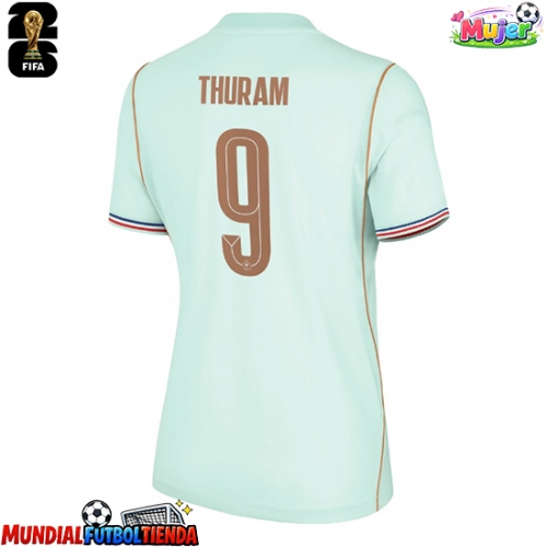 Camiseta Francia Marcus Thuram #9 Segunda Equipación Replica Mundial 2026 para mujer mangas cortas